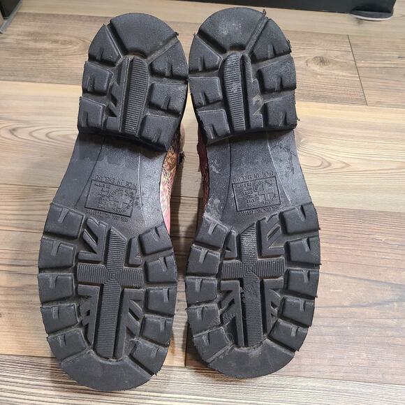 VTG Doc Dr Martens DMs Pink Snake Skin Pattern UK 7 Combat Moto Boots England - Picture 14 of 15